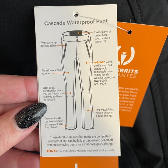 Kerrits Women L Black Cascade Waterproof Pants Pockets Full Leg Zip Equestrian - Picture 13 of 16